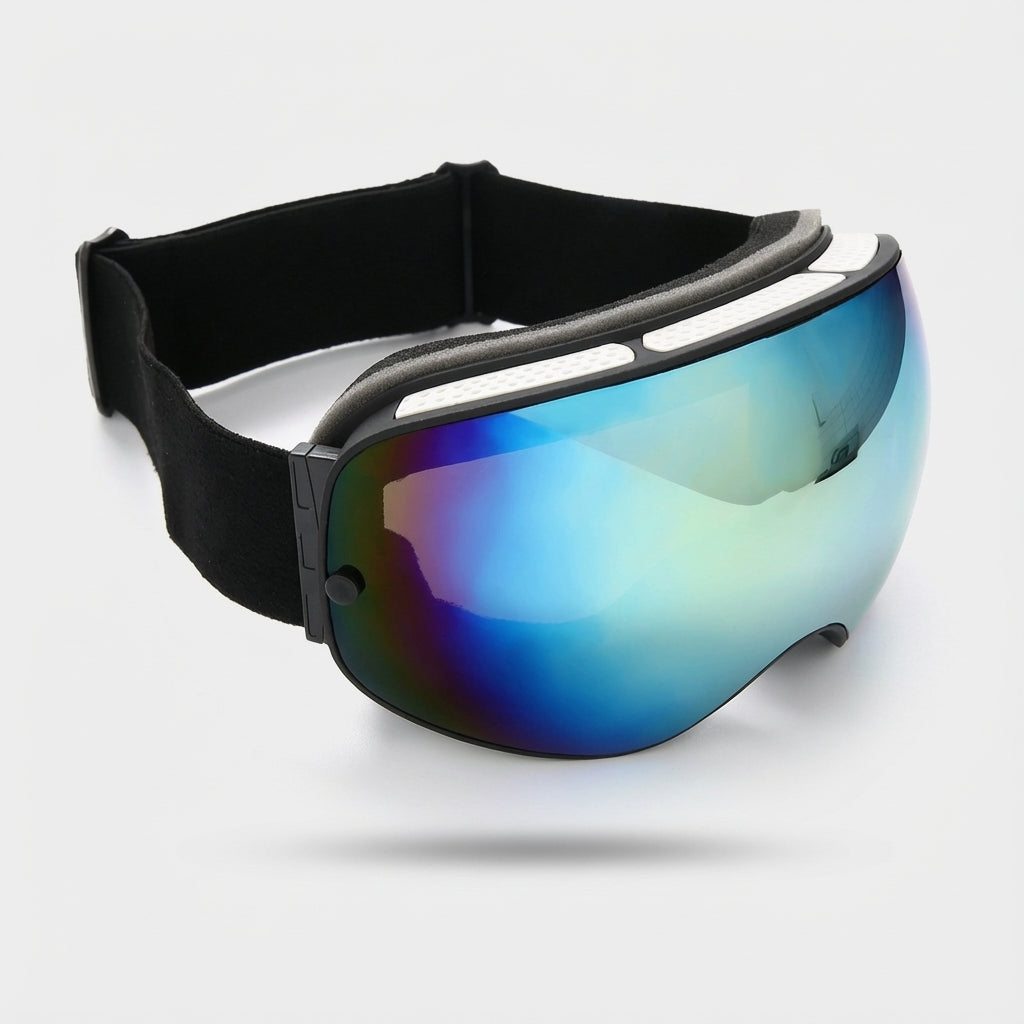 VUE Orbit Spherical Ski Goggles worn on model in mountain setting