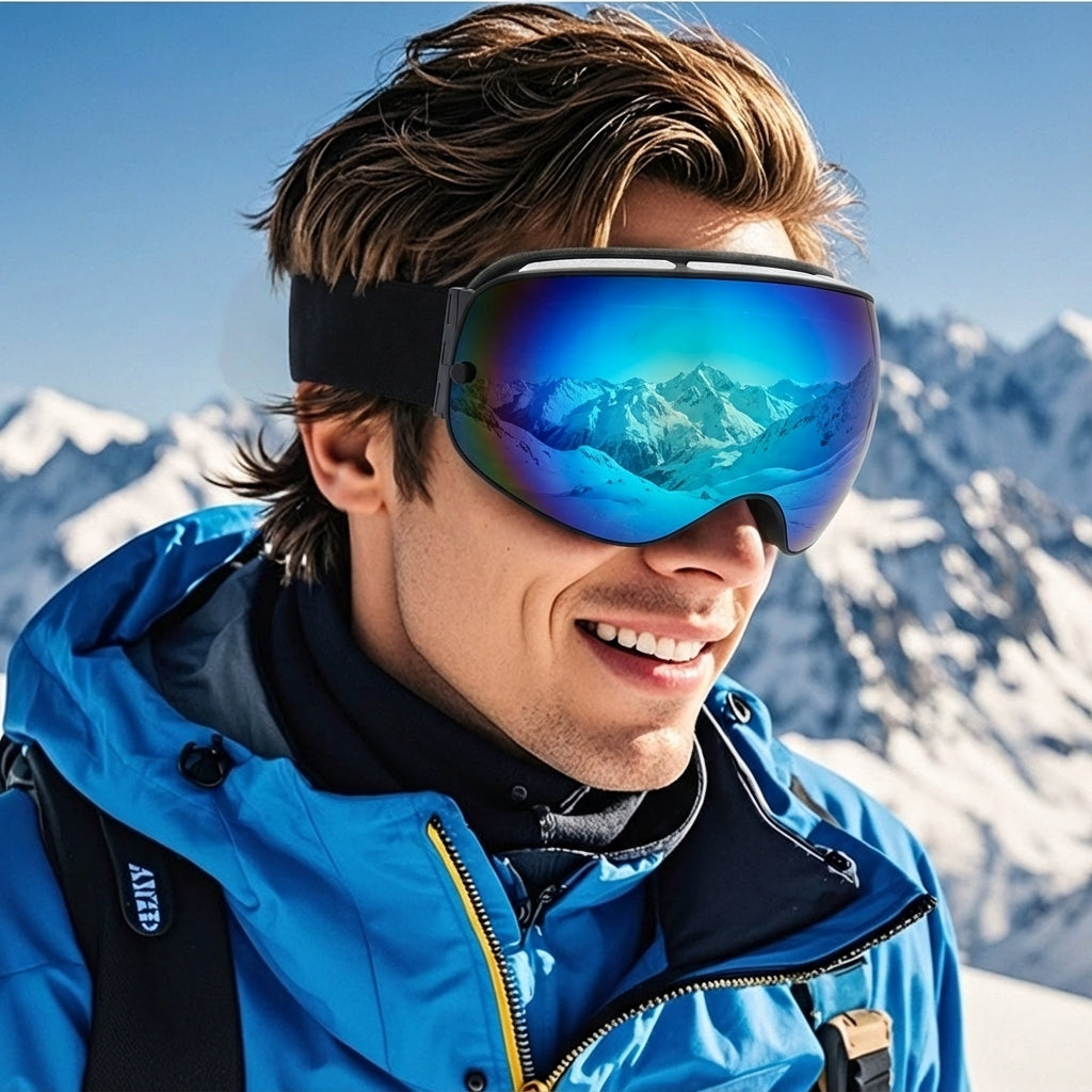 VUE Orbit Spherical Ski Goggles front view with REVO Red Lens